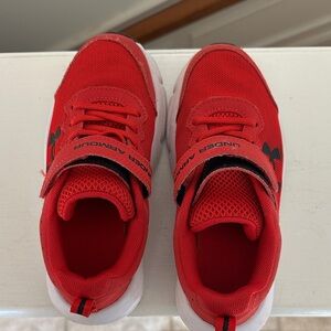 Under Armour Kids Red Sneakers with Black Accents